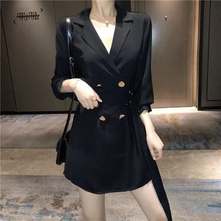 {Order5-7 ngày} Váy sơ mi sang chảnh cổ vest đính khuy cách điệu(mẫu hót) Quảng Châu