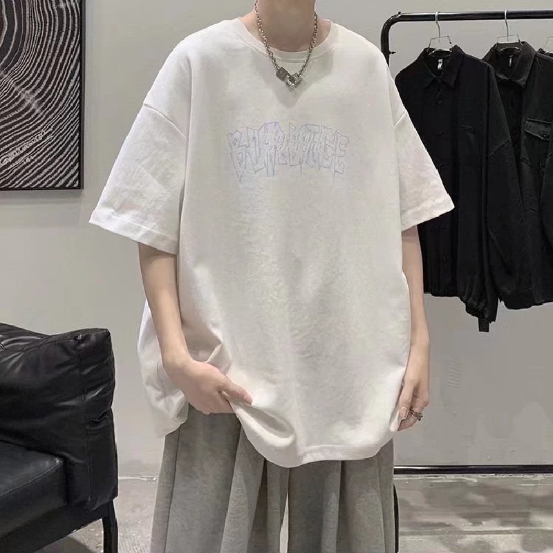 Áo Thun Tay Ngắn Cổ Tròn In Chữ Phong Cách Hàn Quốc Dành Cho Nam size M-5XL