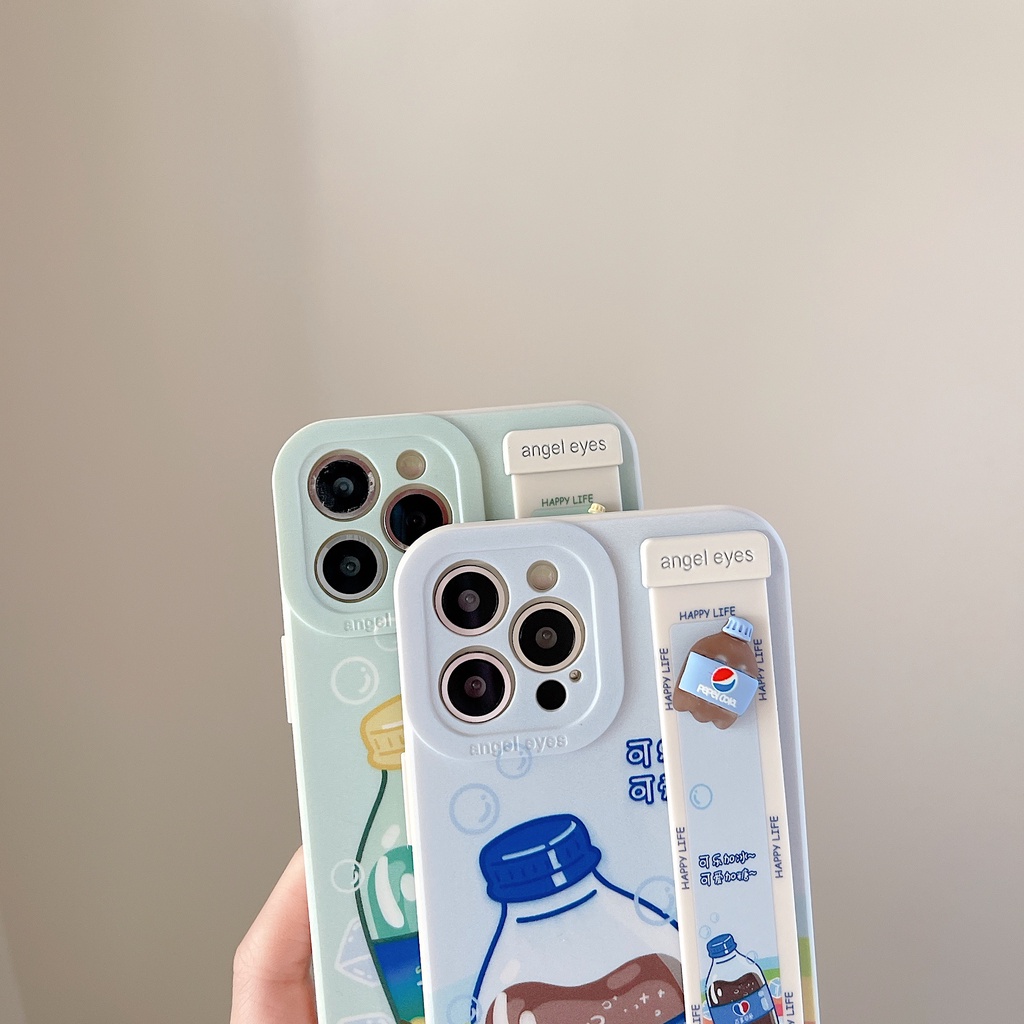 Ốp Điện Thoại Mềm Chống Rơi In Hình cola Hoạt Hình Có Quai Cầm Tay Cho Iphone 11 12 13 Pro Max X XSMAX XR 7 8PLUS