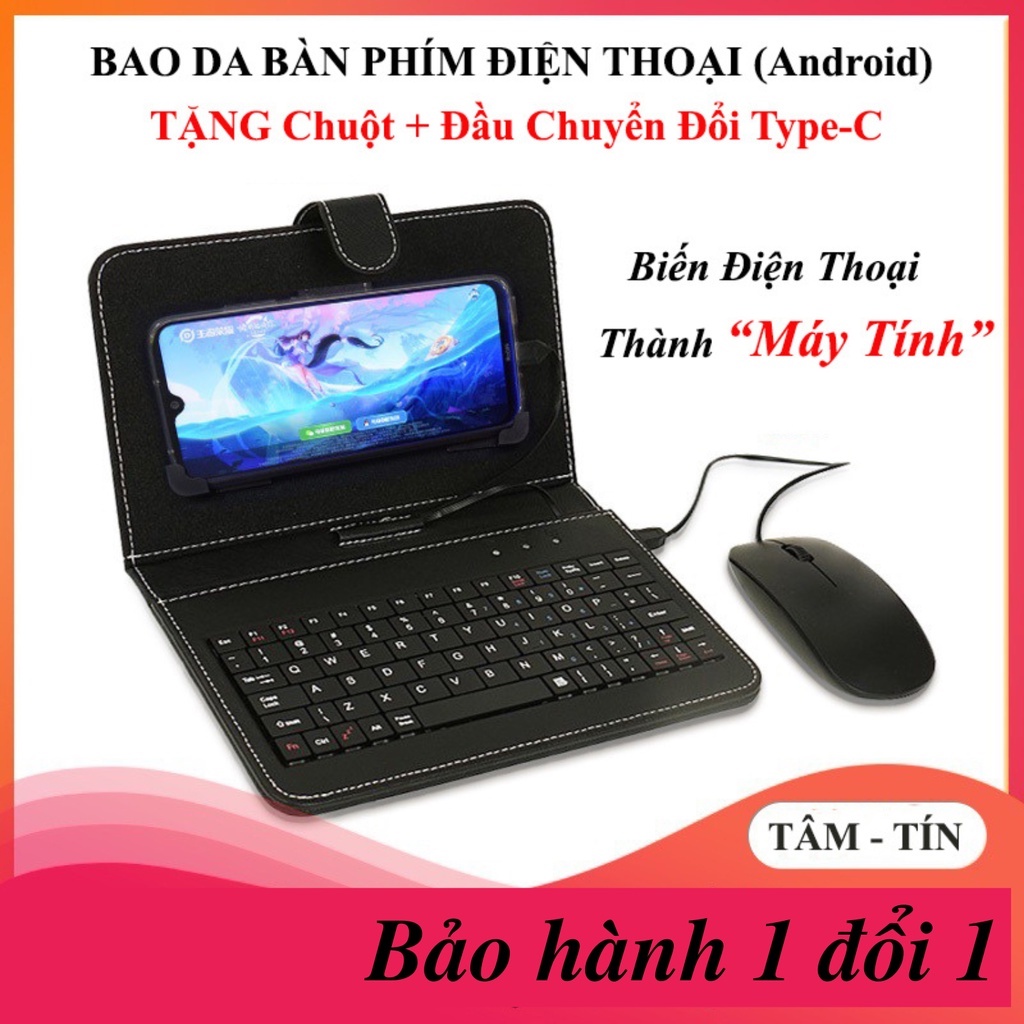 (Tặng Chuột + Cổng Type C) Bao Da Có Bàn Phím, Chơi Game và Làm Việc Trên Điện Thoại, Máy Tính Bảng Hệ Điều Hành Android