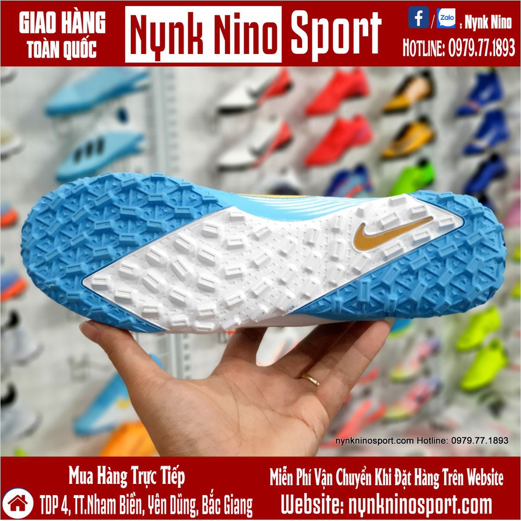 Giày Bóng Đá Mercurial Vapor 13 Pro Xanh Biển Trắng Vạch Vàng HQ TF