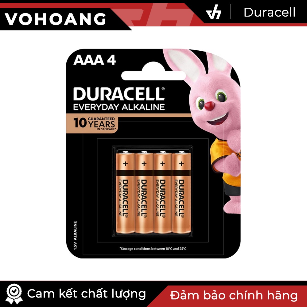 Vỉ 4 pin đũa AAA Duracell Alkaline Everyday chính hãng