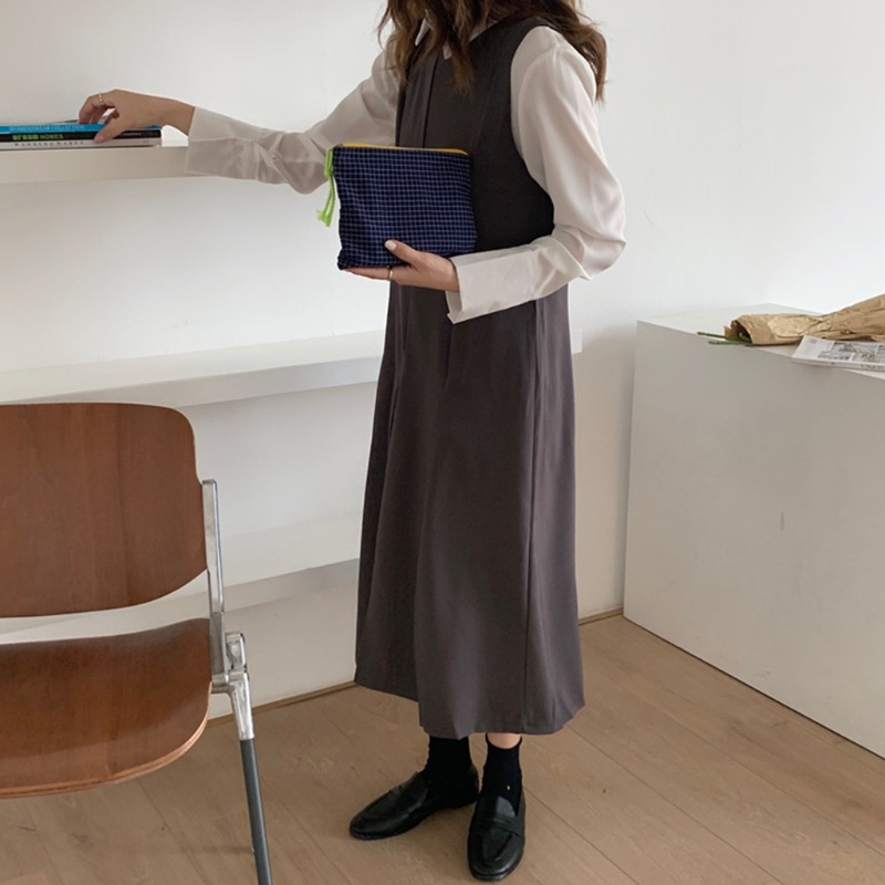 Túi Đựng Đồ Trang Điểm Bằng Cotton Kẻ Sọc Caro Có Khóa Kéo Đa Năng Thời Trang Cho Nữ