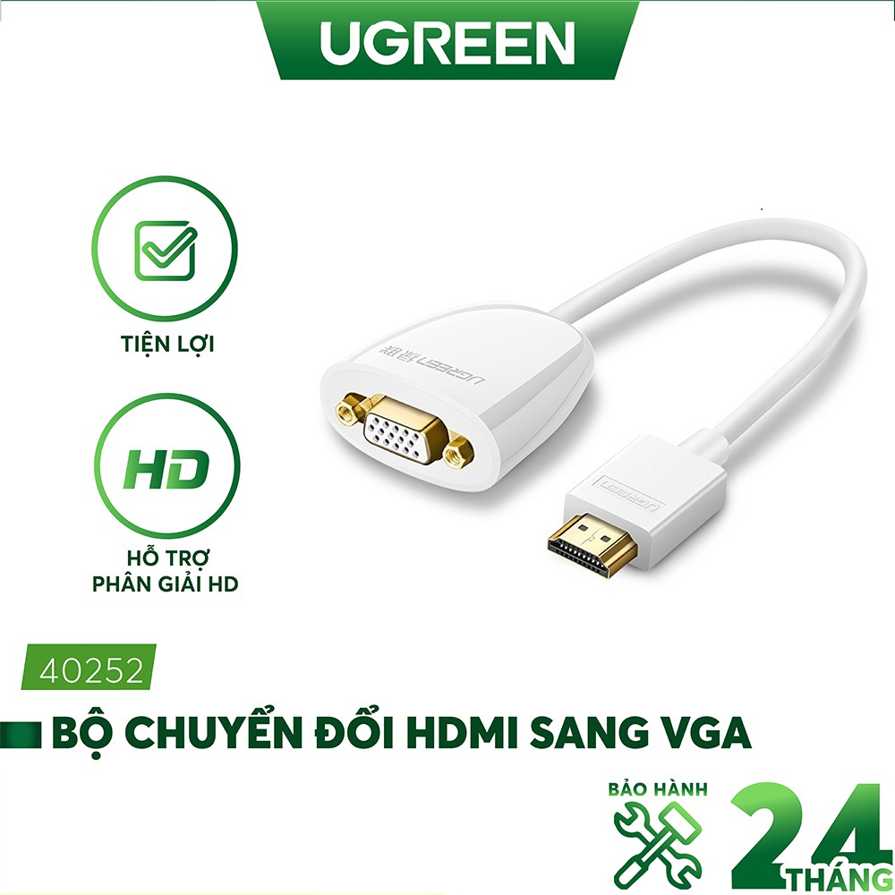 Bộ chuyển đổi HDMI sang VGA (không Audio) độ phân giải 1920*1080 dài 16cm UGREEN MM102