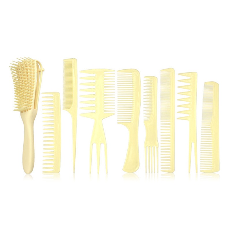 Set 9 Lược Chải Tóc Tạo Kiểu Răng Thưa Chống Tĩnh Điện