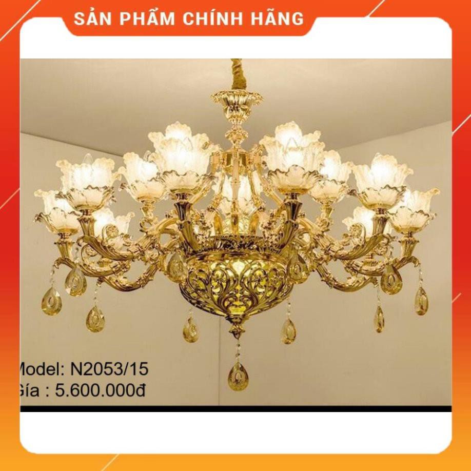 Đèn chùm 15 tay vàng