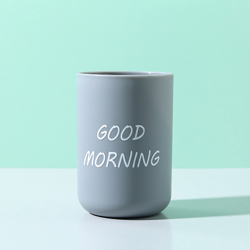 Cốc đựng bàn chải đánh răng bằng nhựa in chữ Good Morning kiểu Bắc Âu đơn giản