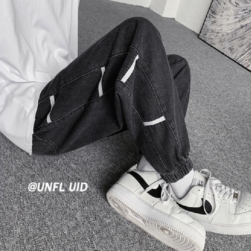 Quần jean dài dáng rộng kẻ sọc phong cách Nhật Bản chất lượng cao size S-3XL cho nam