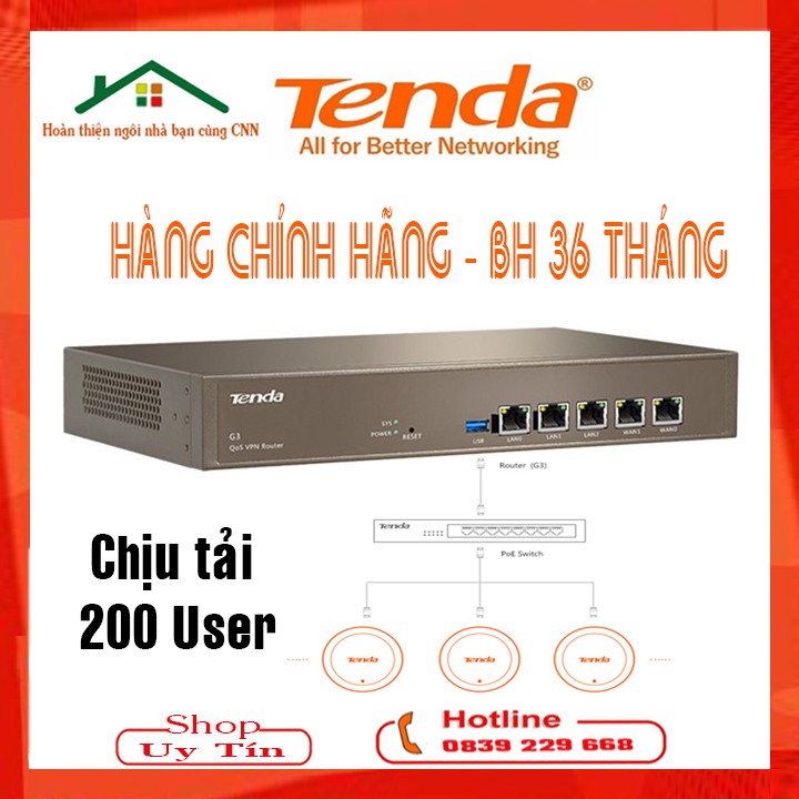Bộ Cân Bằng Tải 200 User Tenda G3