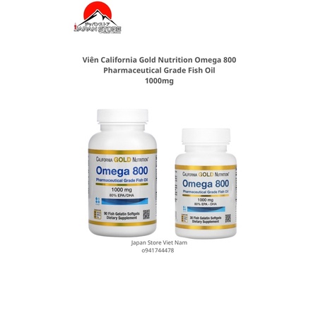 Viên đâu cá  California Gold Nutrition Omega 800 Pharmaceutical Grade Fish Oil 30 viên