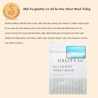 Mặt nạ Quality 1st All in One Sheet (Trắng – Hồng – Đen) 3pcs