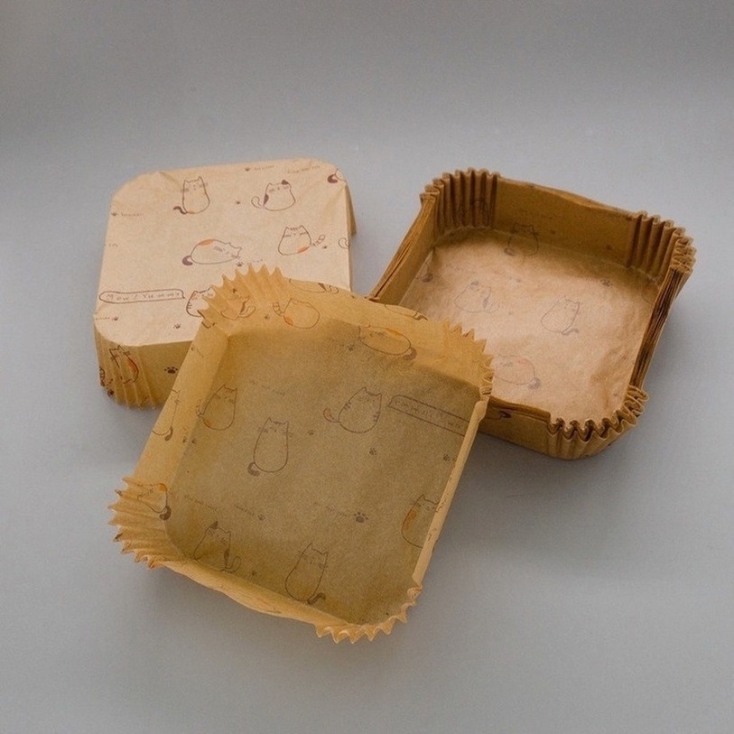 Set 50 Miếng Giấy Lót Nồi Chiên Hình Khuôn Bánh - Giấy lót nồi chiên không dầu miếng lót Giảm Thiểu Tối Đa Dầu Mỡ Bám Vào Nồi Chiên