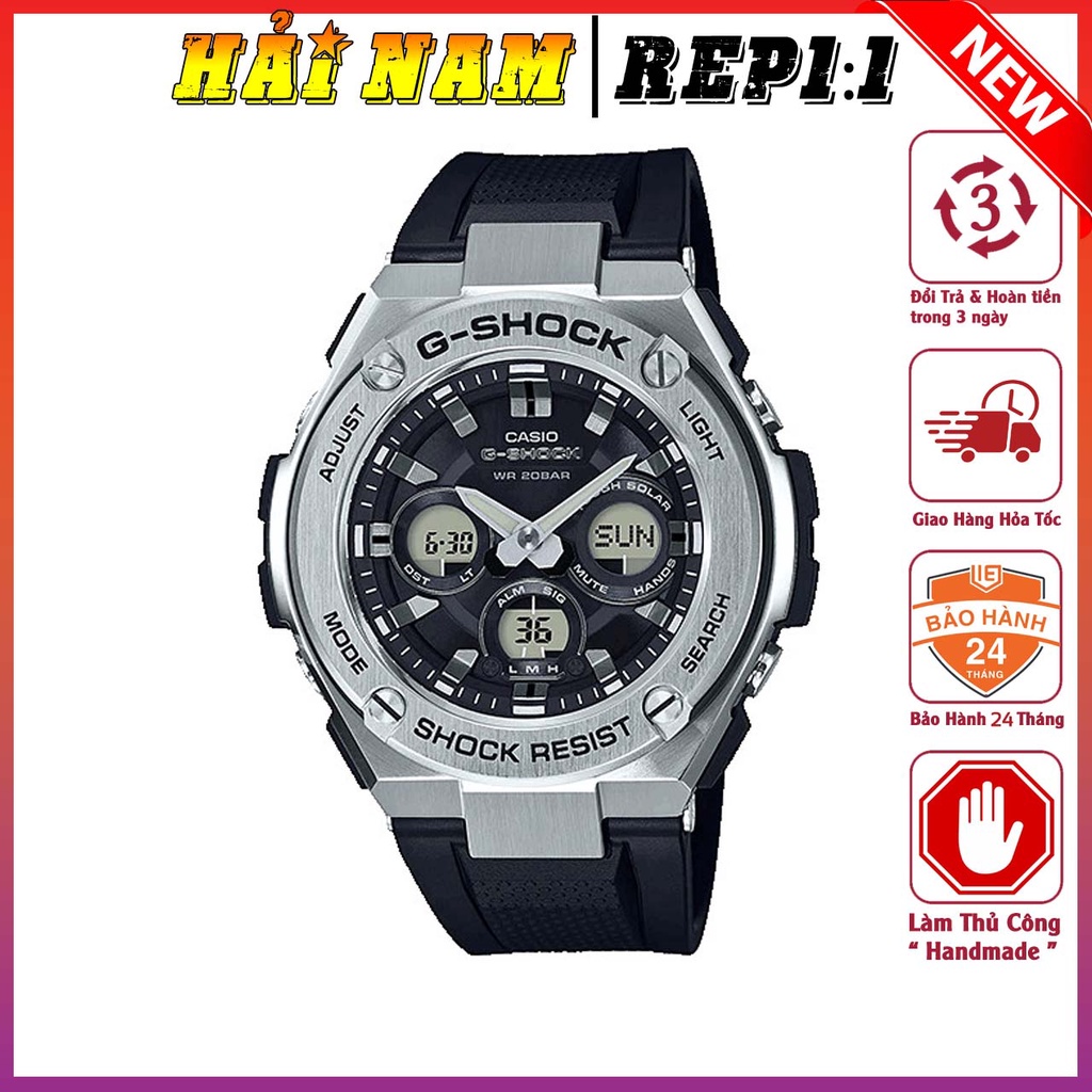 Đồng hồ nam G-Shock.GST-S310-1A.Mặt 48mm,dây cao su,chống sốc,viền thép,hiển hị kép.