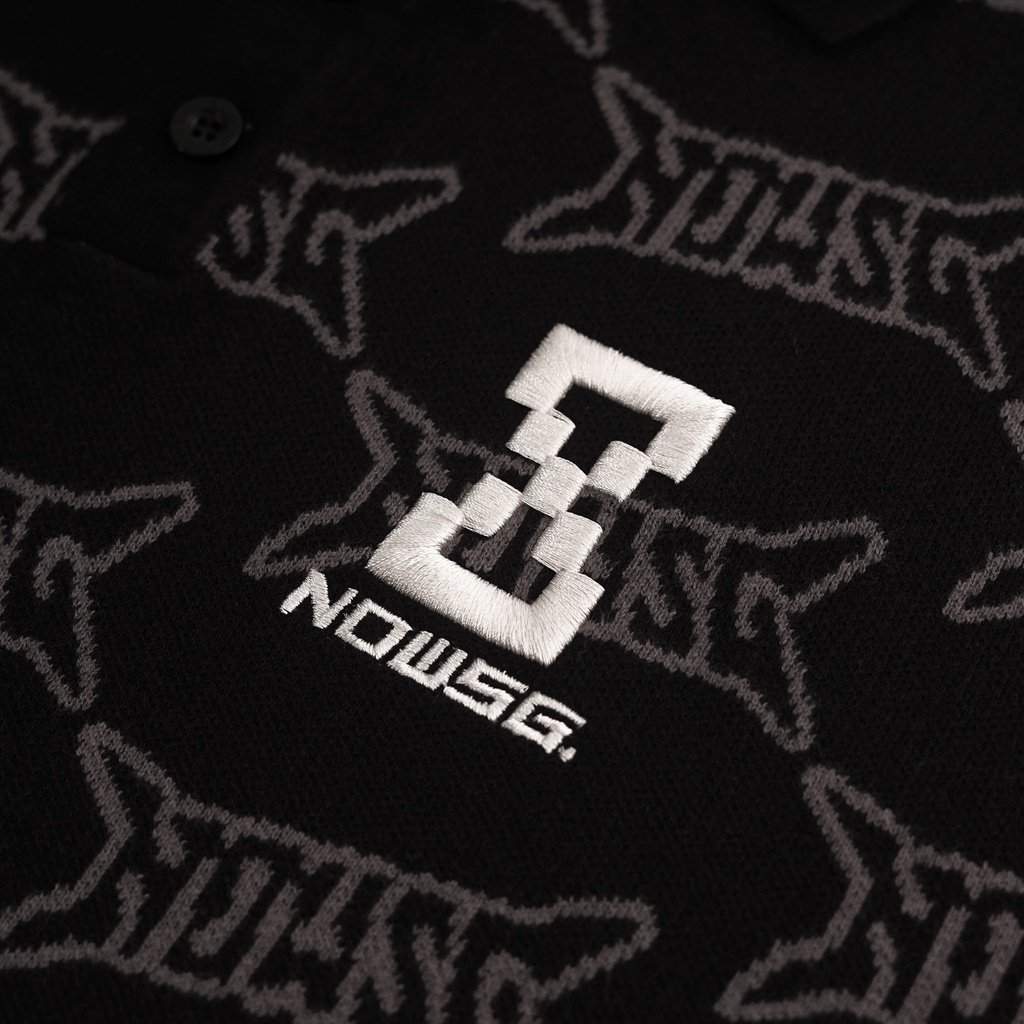 Áo Polo NEEDS OF WISDOM Knit Monogram Polo Shirts - Black - Local Brand Chính Hãng