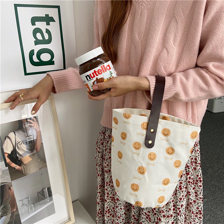 Túi tote họa tiết (mặt cười)