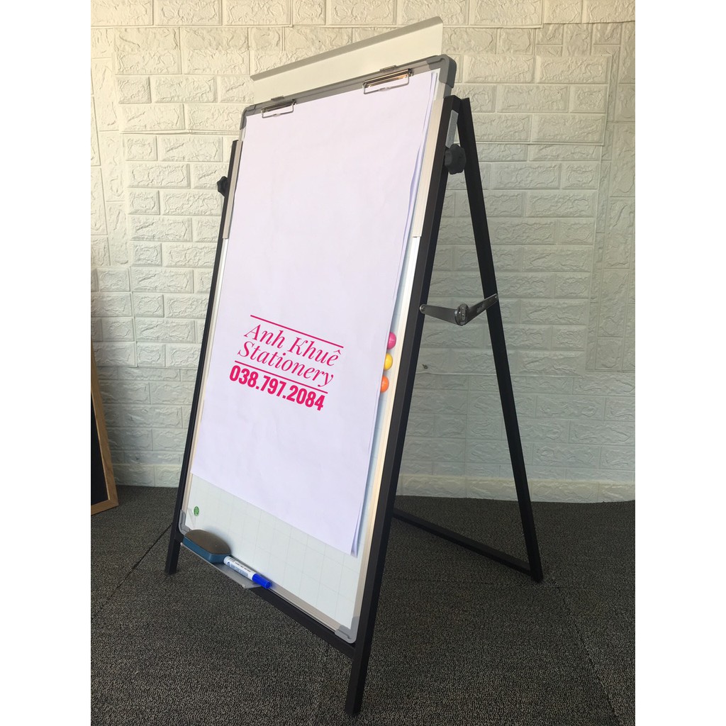 [Bảng viết bút lông] Bảng Flipchart Eco 60*100 cm Dễ gấp Dễ thay đổi chiều cao ( Tặng bút, bông lau, nam châm, giấy A1)