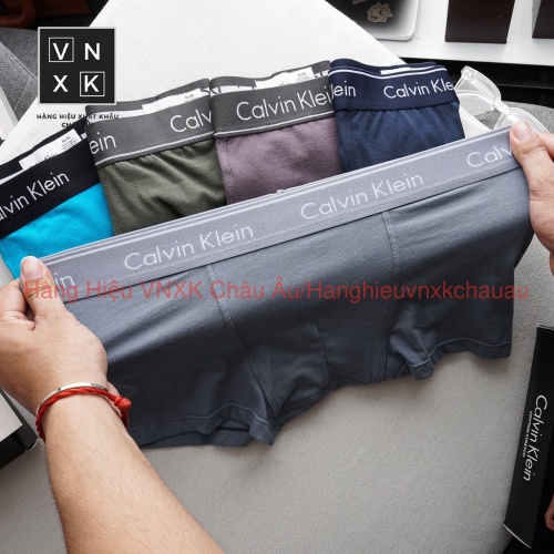Hộp Pack 3 quần lót nam Boxer 𝐂𝐊 có 5 màu co giãn, thoáng khí, vải lụa cao cấp xuất xịn chính hãng
