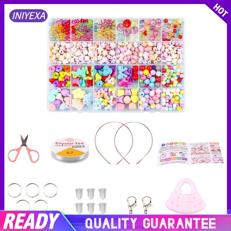 Bộ Hạt Đầy Màu Sắc Dùng Làm Trang Sức Vòng Tay / Vòng cổ Thủ Công DIY Cho Bé Gái