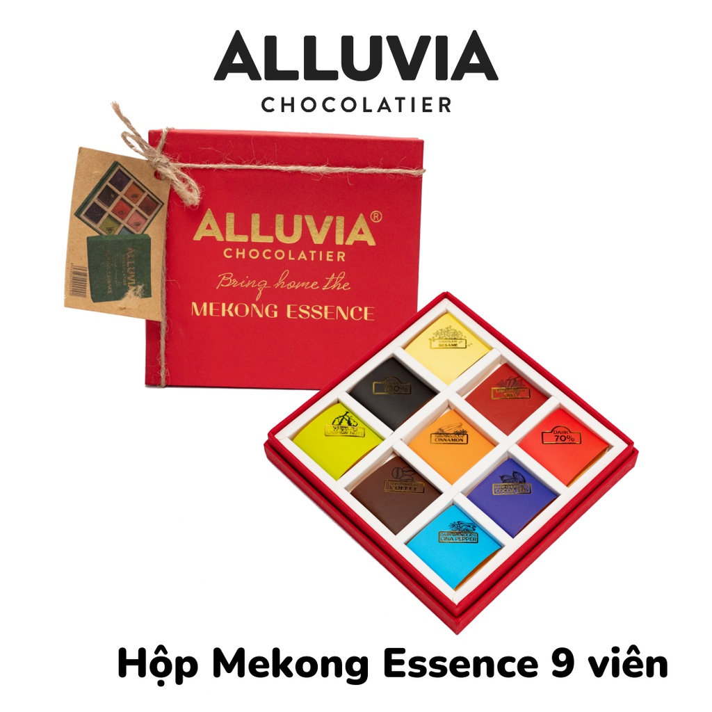 Hộp quà tặng socola nguyên chất Mekong Essence 9 viên Alluvia Chocolate