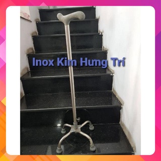 gậy chống cho người già - gậy chống 4 chân inox- gậy cho người lớn tuổi inox-gậy batong-gậy tập đi 4 chân