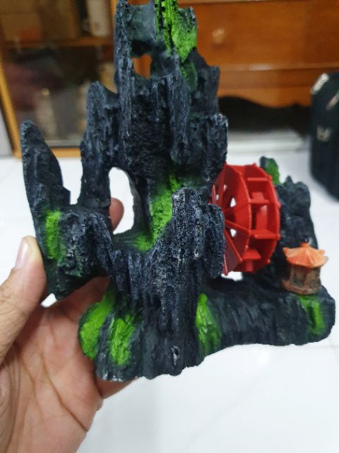 CẢNH NÚI BÁNH QUAY TRANG TRÍ HỒ CÁ NON BỘ 14x7x5cm