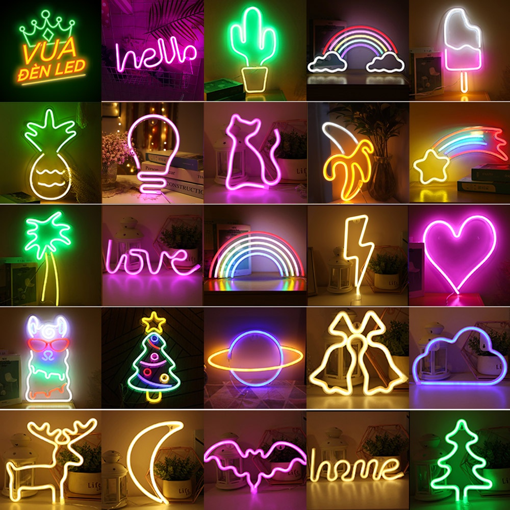 Đèn led neon trang trí phòng ngủ treo trường đa dạng kiểu dáng màu sắc thumbnail