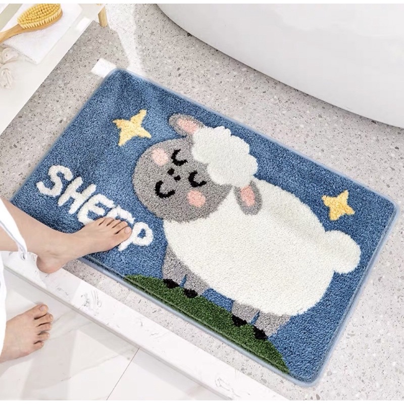 Thảm chân lông cừu 3D hoạ tiết hình thú kích thước 40x60 , chống trơn ,chống trượt thấm hút tốt tiện lợi với mọi nhà