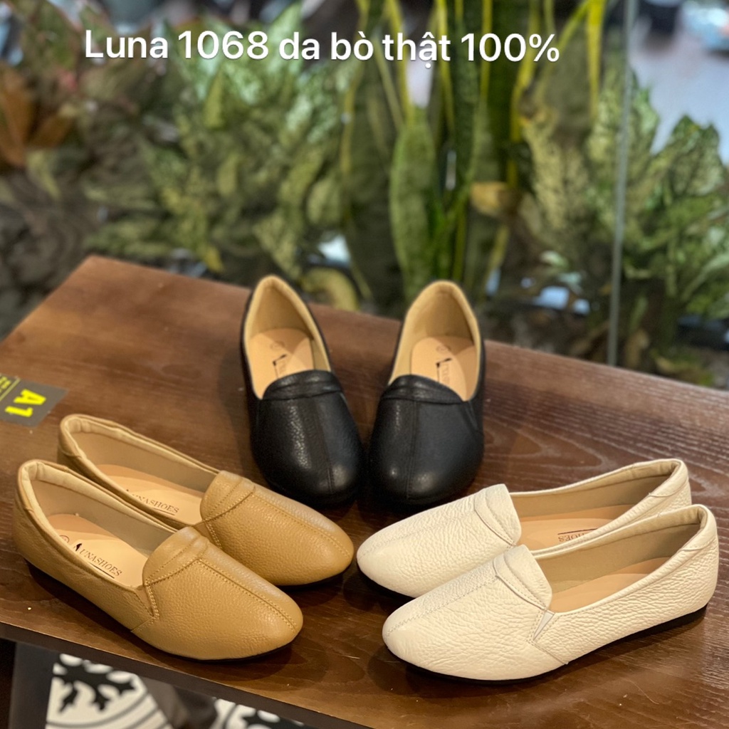 Giày bệt nữ mũi tròn búp bê đế bằng mềm êm chân Lunashoes 1304 da thật cao cấp dễ đi kiểu Hàn quốc nhiều màu