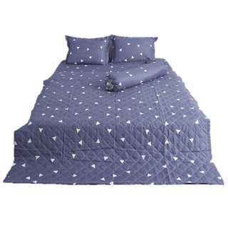 Bộ Chăn ga gối Hè poly cotton tam giác ghi