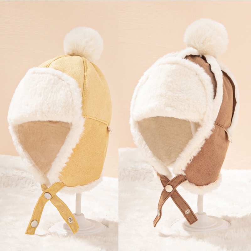 Mũ nhung flannel che tai giữ ấm mùa đông cho bé tùy chọn màu sắc