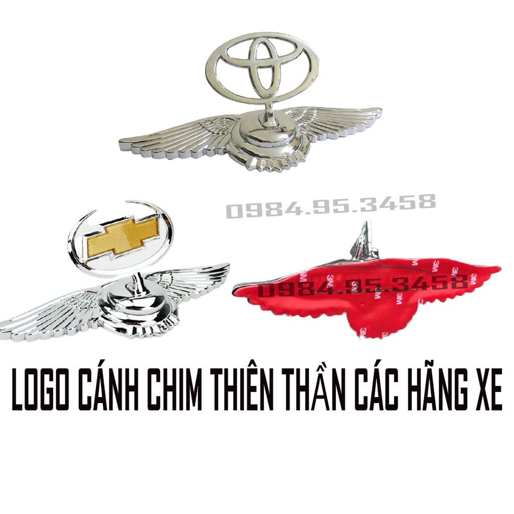 Logo ô tô theo hãng xe huy hiệu cánh chim thiên thần dán lắp capo siêu đẹp ma crom sáng bóng