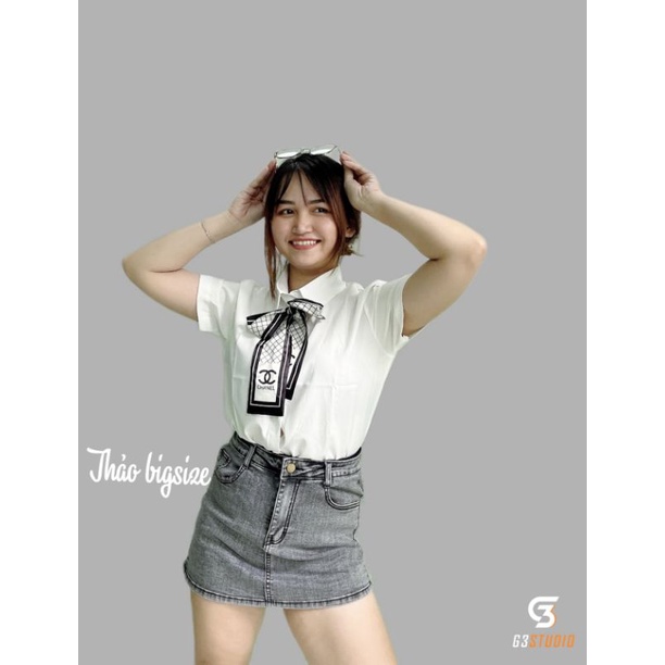 Áo sơ mi nơ bigsize 55 đến 90 ký (Hình thật)