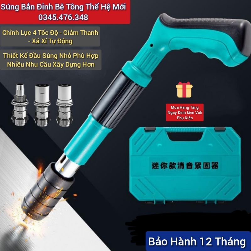 Súng Bắn Đinh Bê Tông Tặng Kèm 100 Đinh, Bắn Ty Trần Thạch Cao, Sắt Thép dày 3-5mm, Không Dùng Điện - Bảo Hành 12 Tháng