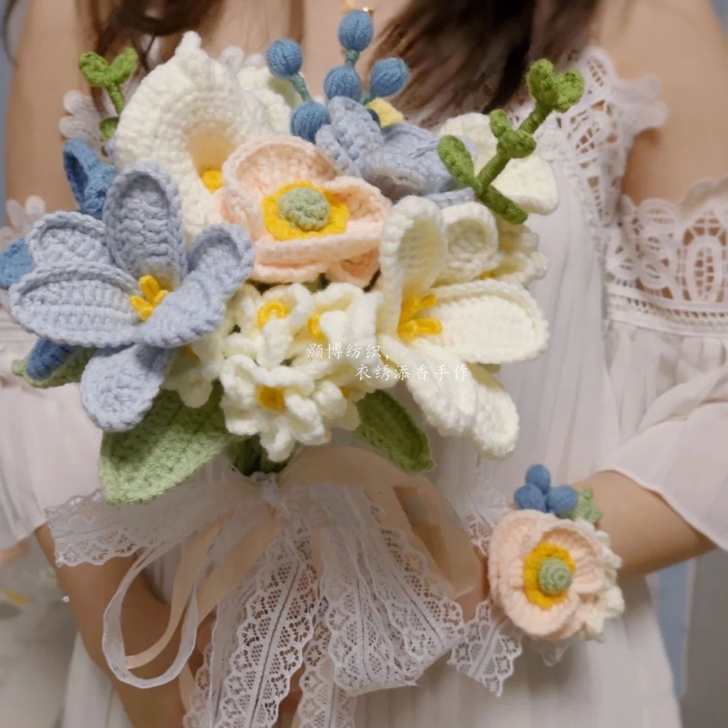 [DIY ART len handmade]Bó Hoa Hồng Giả Đan Len Thủ Công Trang Trí Tiệc Cưới#hoa len#hoa handmade#hoa đan len#diy móc len#đan len handmade