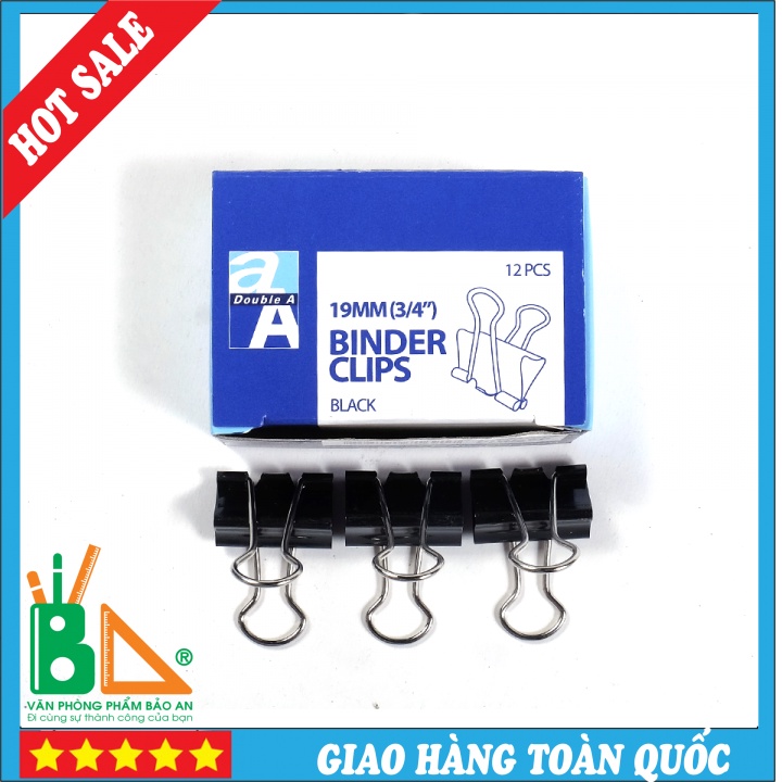 Kẹp Giấy  Double Clip 19mm Hộp 12 Cái
