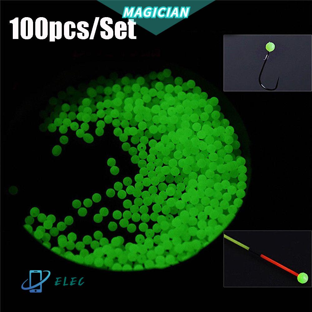 Bộ 100 Hạt Nhựa Phát Sáng Kích Thước 3-18mm Dùng Trang Trí Mồi Câu Cá