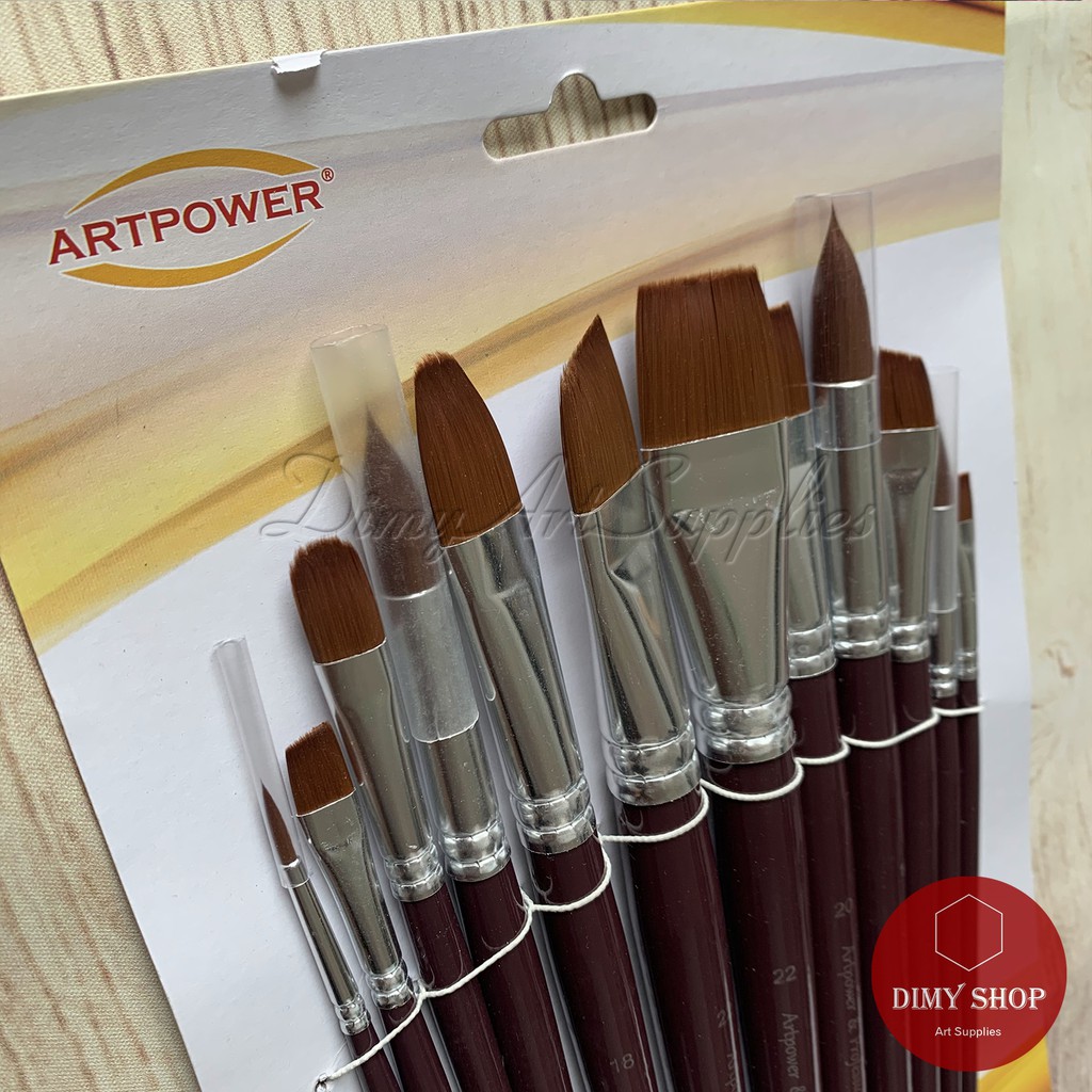 [Mã T054] Bọ Cọ Vẽ Màu Acrylic, Sơn Dầu Art Power 12 Cây Nhiều Đầu