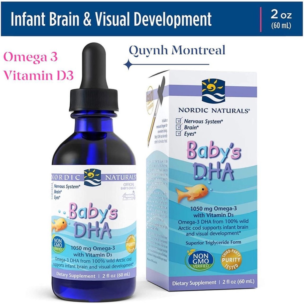 {hàng Mỹ USA} Baby DHA Drop,Bổ sung Omega3 và Vitamin D3 cho bé,NORDIC NATURALS.