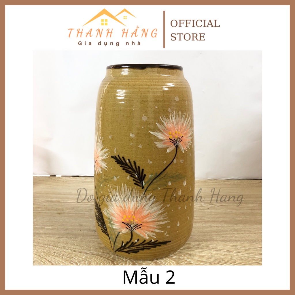 Bình hoa trụ sen trơn cắm hoa Bát Tràng đẹp sang trọng freeship