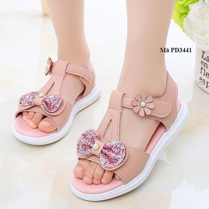 Giày sandal cho bé gái từ 2-12 tuổi da mềm dễ thương - PD3441