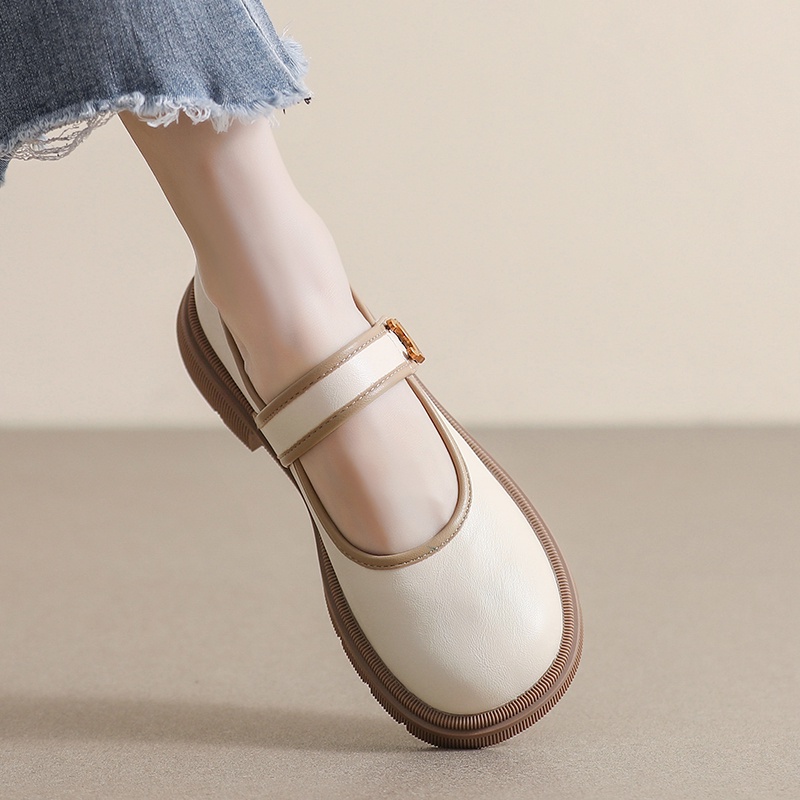 Giày Búp Bê Da Mũi Tròn Đế Dày Mềm Mại Phong Cách Anh Quốc Cổ Điển Size 34-42 Cho Nữ