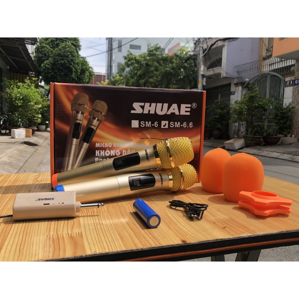 [Mã 154ELSALE2 giảm 7% đơn 300K] [Giá hủy diệt hình thật shop chụp] Bộ 2 Micro không dây Shuae SM-6.6 cực hay