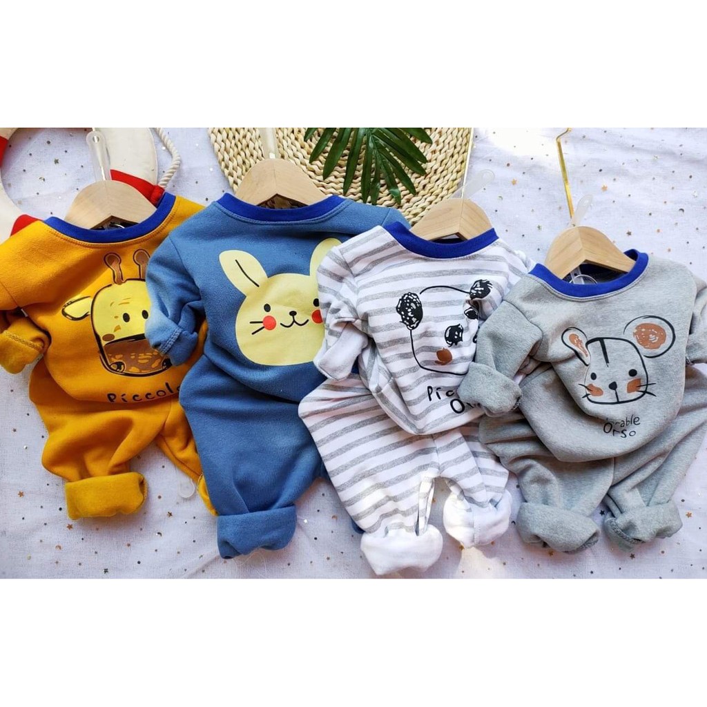 Bộ nỉ bông cho bé, bộ quần áo nỉ in hình động vật dễ thương cho bé trai, bé gái từ 8-18kg