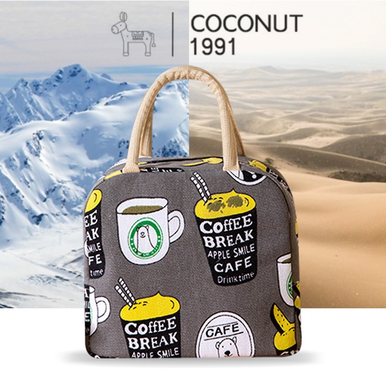 Túi đựng cơm trưa vải Cotton pha Linen rất dày giữ nhiệt hiệu quả, chống thấm nước, túi đựng thức ăn, hoa quả, trà sữa