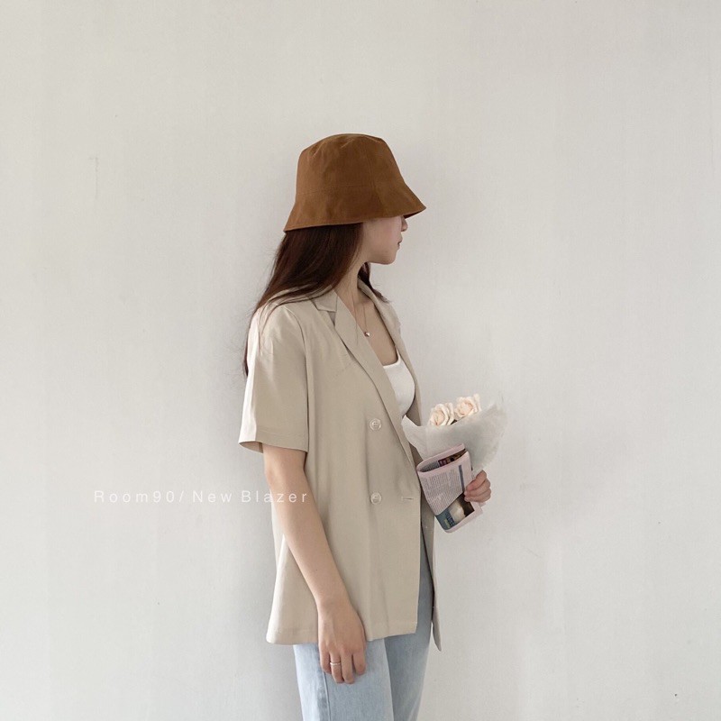 Blazer ngắn tay Hàn Quốc chất mỏng nhẹ mặc mùa hè - 3 mầu XANH/ ĐEN/ KEM 2160 | BigBuy360 - bigbuy360.vn