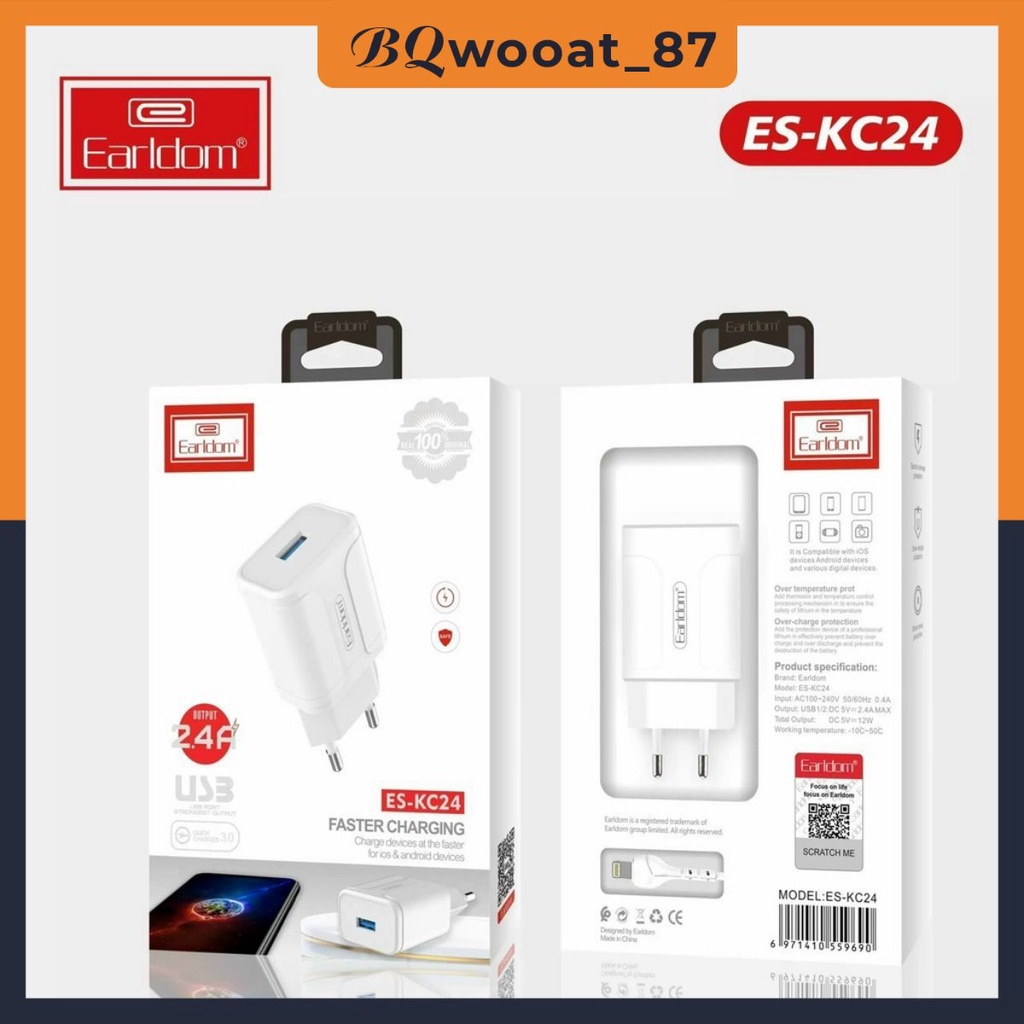 Củ sạc điện thoại Earldom ES-KC24 sạc nhanh
