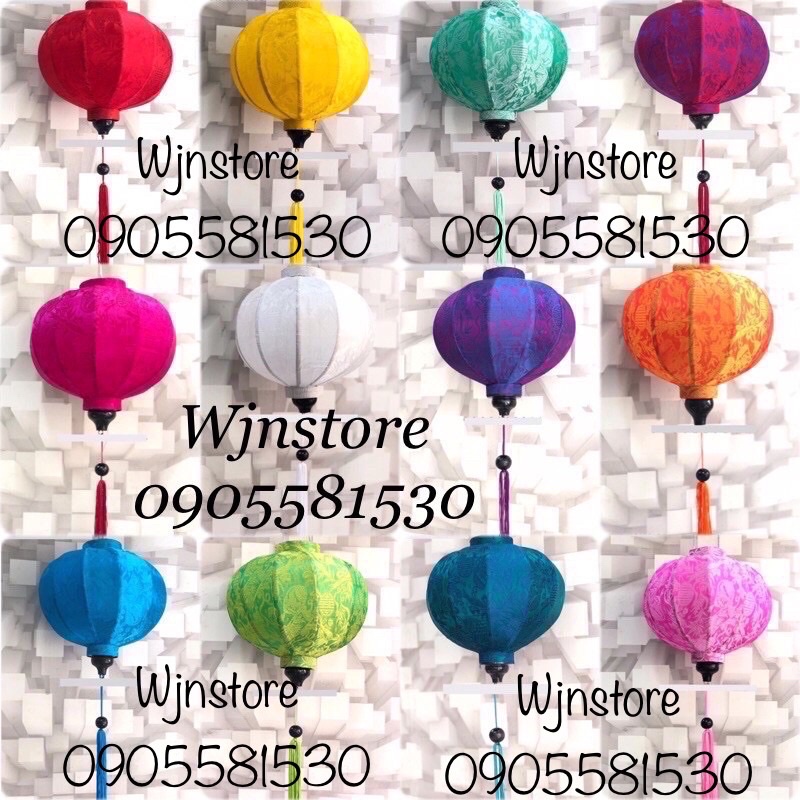Đèn lồng hội an chất liệu vải dáng tròn treo tết đa dạng màu nha  vietnames lanterns