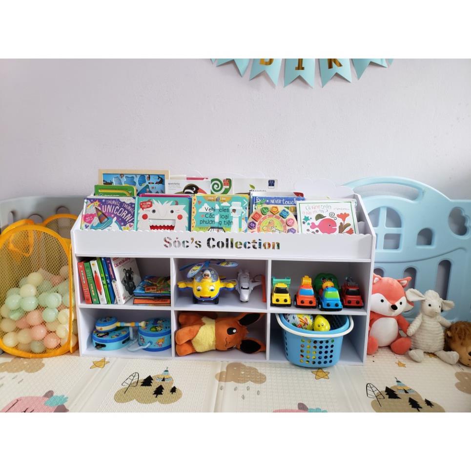 Kệ sách cho bé hình Gấu 2 tầng ngăn chứa đồ full bộ có vít