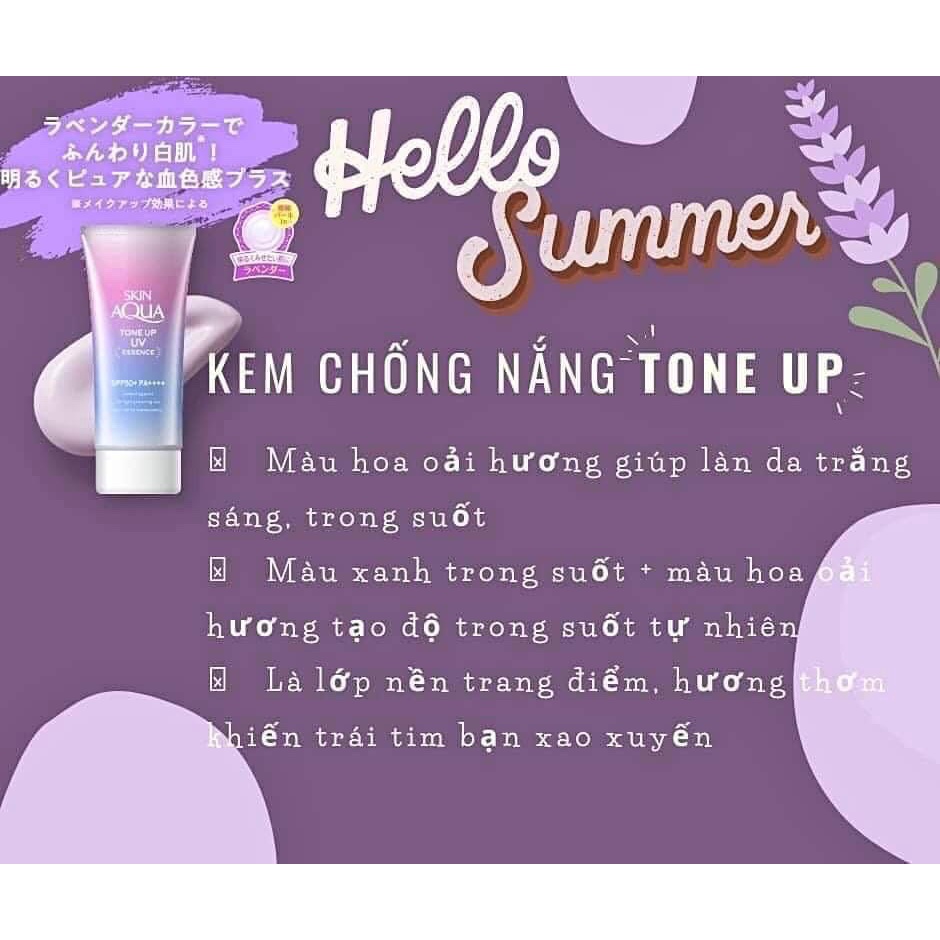 Kem Chống Nắng Skin Aqua nội địa Nhật Bản Tone Up UV Essence SPF 50+ PA++++ kiềm dầu , nâng Tone.
