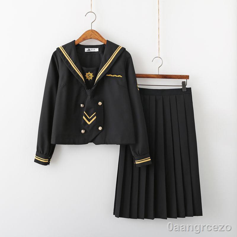 ♛❀☃Đồng phục lính ngự lâm chính thống Nhật Bản học sinh viên màu đen sẫm Sailor suit xấu váy dài phong cách đại